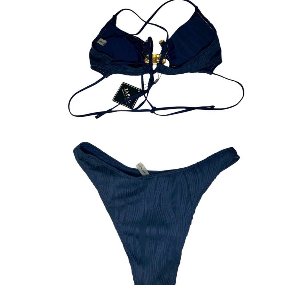 Zaful Textured Bikini Size L (US 8-10) – High Cut, Sparkle Metal Detail - Picture 6 of 10